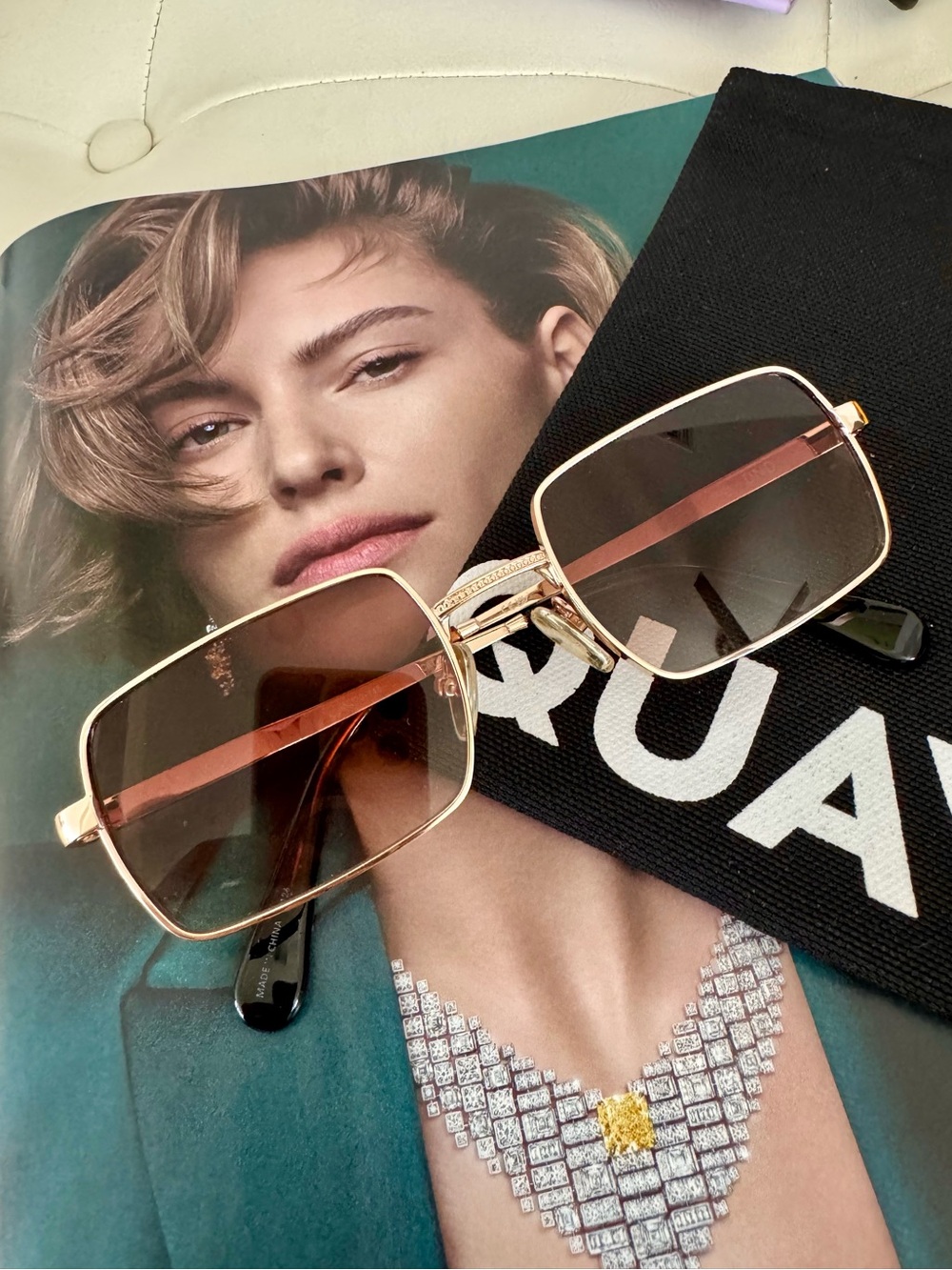 QUAY DND Gold Frame Brown Lens Women's Sunglasses